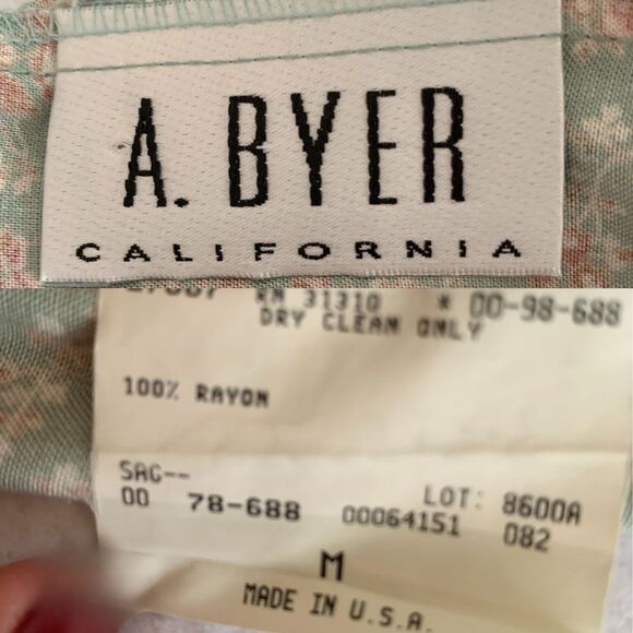 A. Byer Vintage Green Floral A-line button down Maxi Skirt Size M - Picture 7 of 10